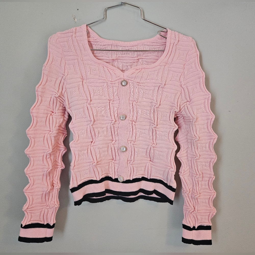 Pink Textured Women's Sweater